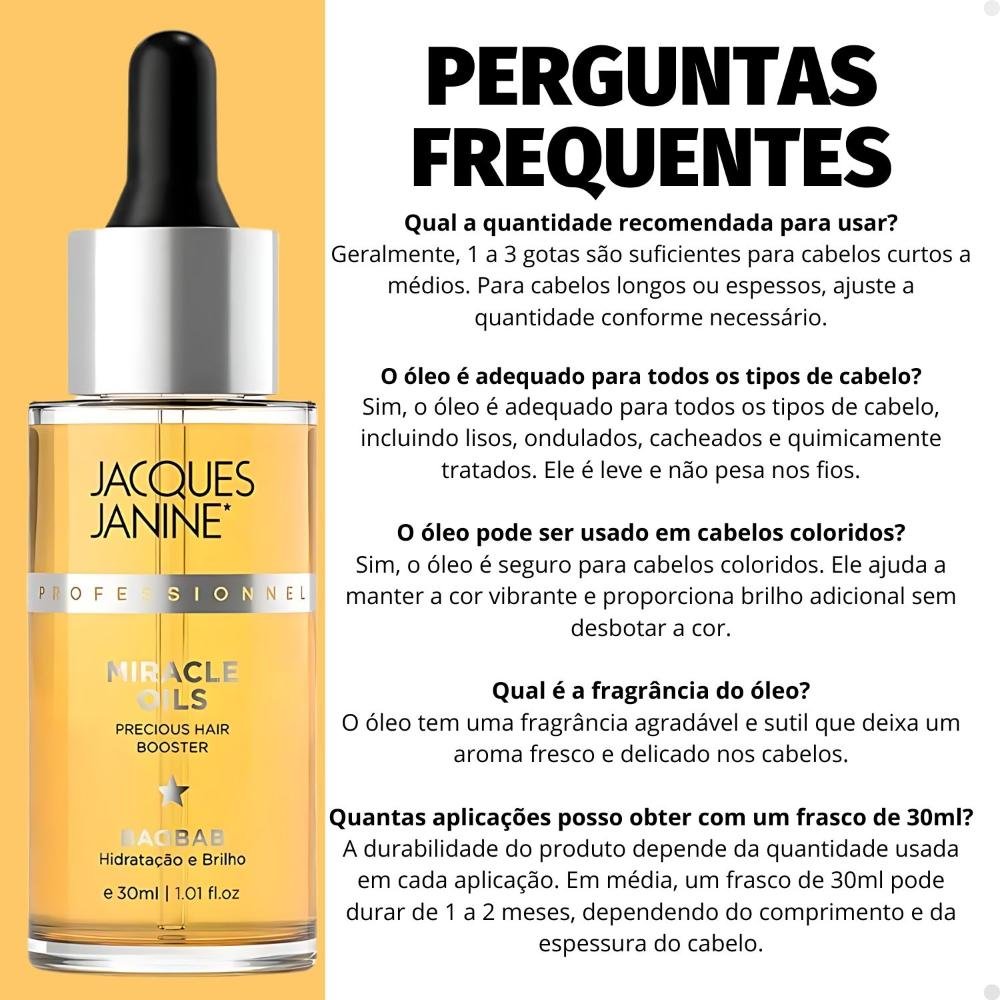 Óleo Jacques Janine Miracle Oils Baobab Hidratação e Brilho 30ml 30ml 6