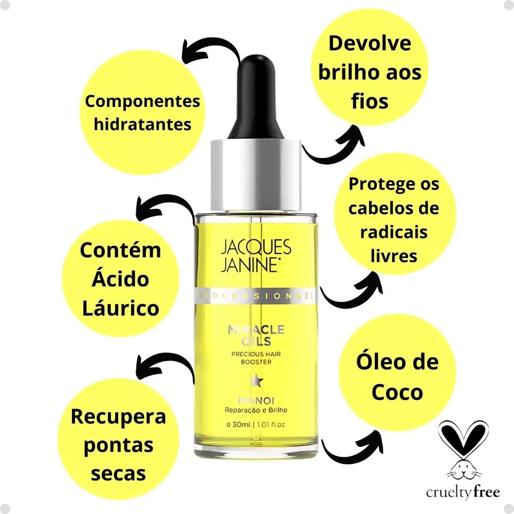Óleo Jacques Janine Miracle Oils Monoi Reparação e Brilho 30ml 30ml 2