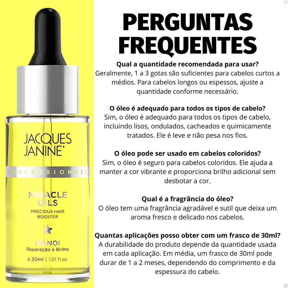 Óleo Jacques Janine Miracle Oils Monoi Reparação e Brilho 30ml 30ml 6