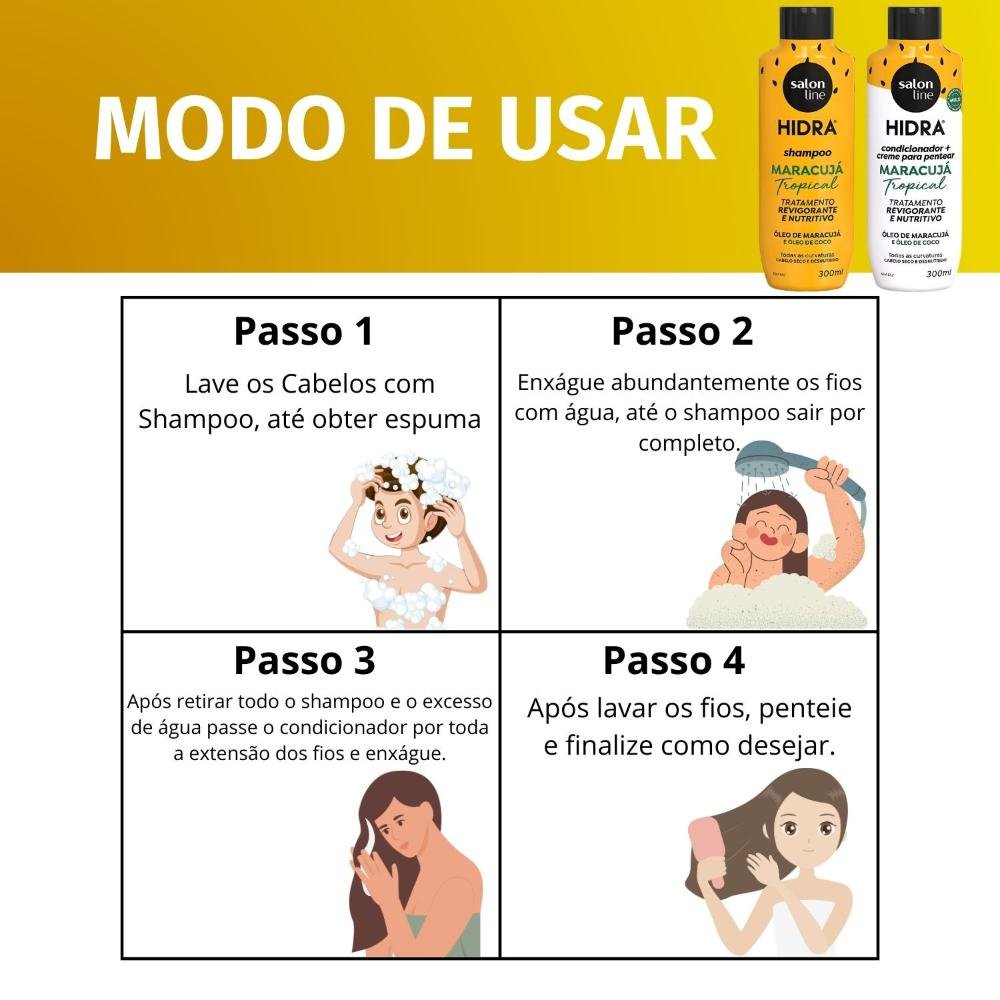 Salon Line Hidra: Shampoo e Condicionador Maracujá 300ml 300ml 6