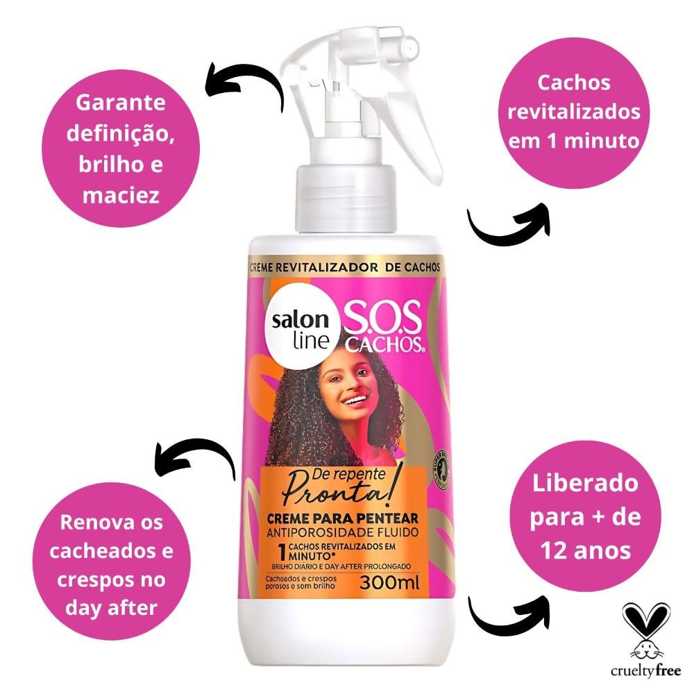 Creme para Pentear Antiporosidade Fluido Salon Line Sos Cachos De Repente Pronta! 300ml 300ml 2