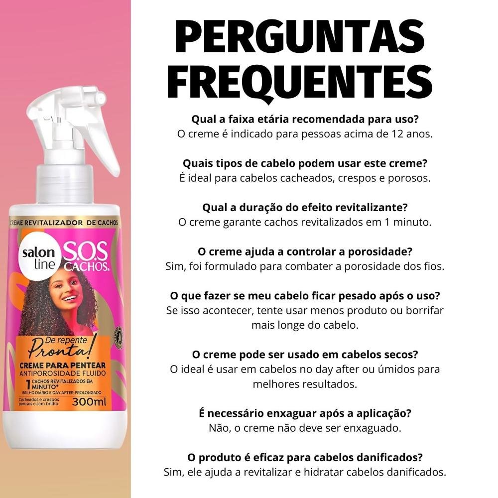 Creme para Pentear Antiporosidade Fluido Salon Line Sos Cachos De Repente Pronta! 300ml 300ml 7