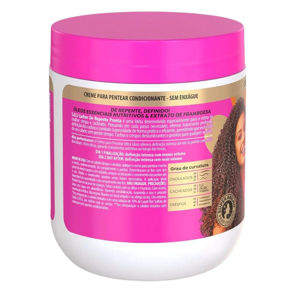 Creme para Pentear Ultra Gloss Salon Line Sos Cachos De Repente Pronta! 500g 500g 3