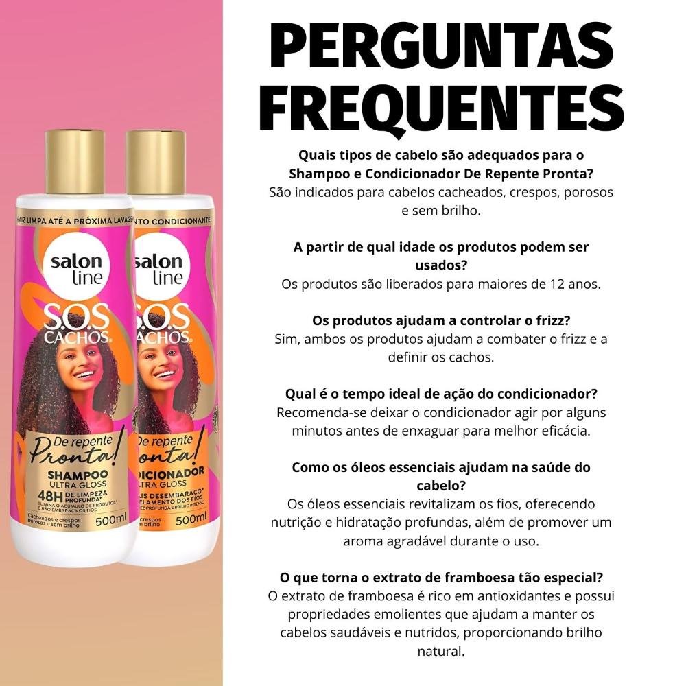 Salon Line Sos Cachos De Repente Pronta!: Shampoo e Condicionador 500ml 500ml 6