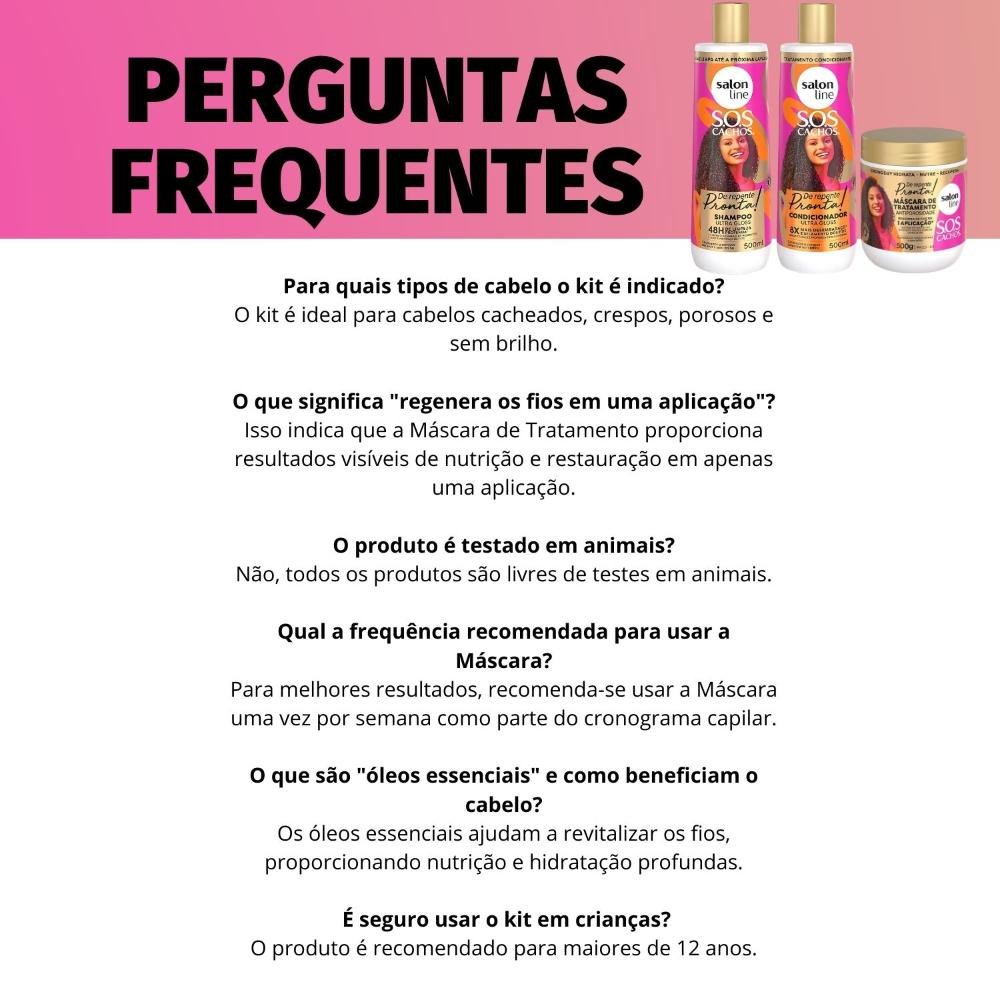 Salon Line Sos Cachos De Repente Pronta!: Shampoo, Condicionador e Máscara ÚNICO 7