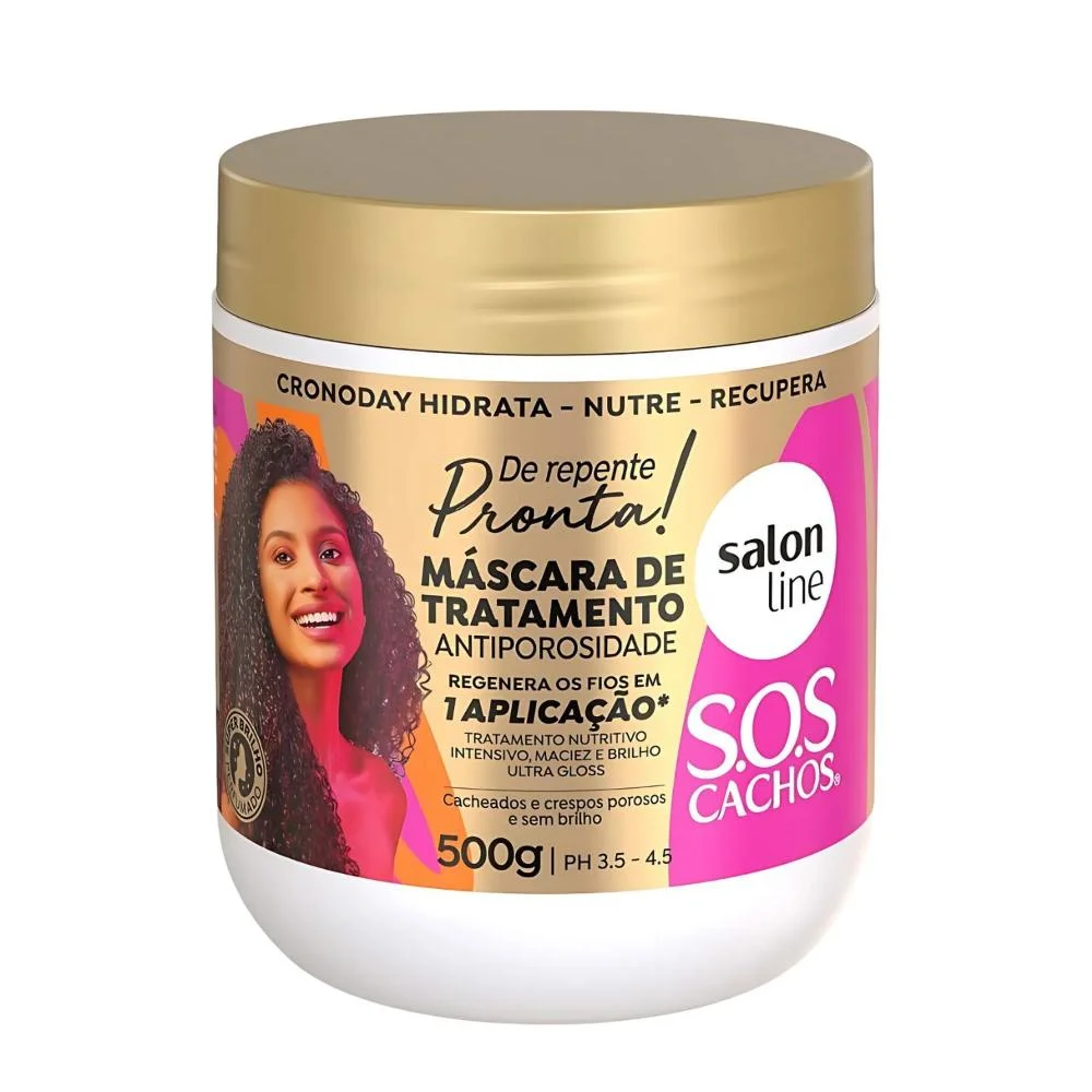Salon Line Sos Cachos De Repente Pronta!: Shampoo, Condicionador, Máscara e Creme Fluido ÚNICO 5