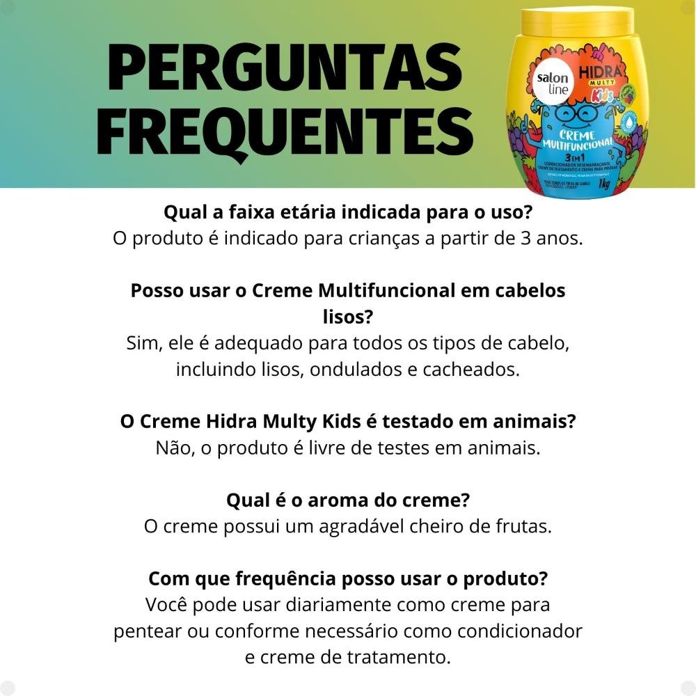 Creme Multifuncional 3 em 1 Salon Line Kids Hidra Multy 1Kg 1kg 7