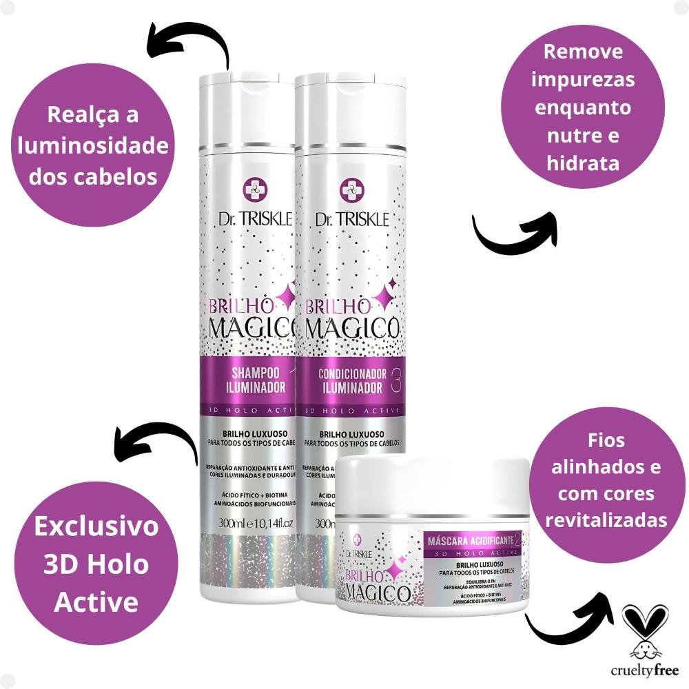 Kit Dr Triskle Brilho Mágico: Shampoo, Condicionador e Máscara ÚNICO 2