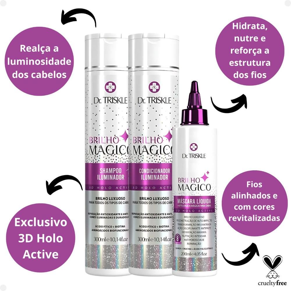 Kit Dr Triskle Brilho Mágico: Shampoo, Condicionador e Máscara Líquida ÚNICO 2