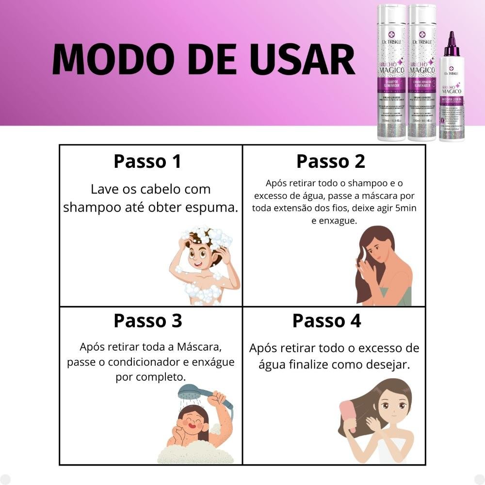 Kit Dr Triskle Brilho Mágico: Shampoo, Condicionador e Máscara Líquida ÚNICO 6