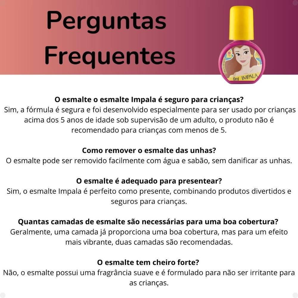 Esmalte Infantil Impala Disney Leia e Conquiste 6ml Leia e Conquiste 5