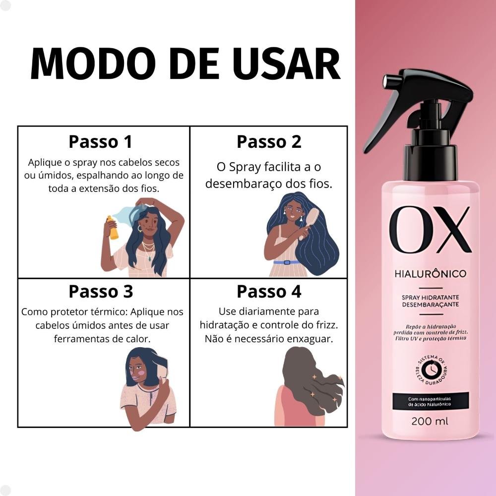 Spray Hidratante Desembaraçante Ox Hialurônico 200ml 200ml 4