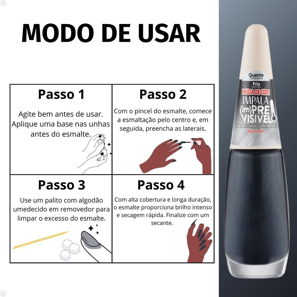 Esmalte Cremoso Impala (Im)Previsivel Duo Color Desenrolada/Misteriosa 7,5ml Desenrolada/Misteriosa 5