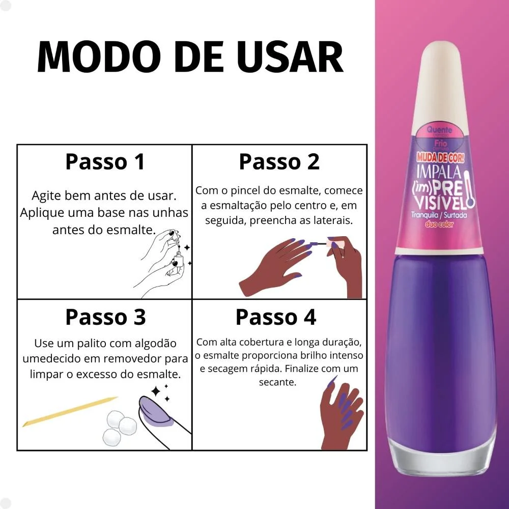 Esmalte Cremoso Impala (Im)Previsivel Duo Color Tranquila/Surtada 7,5ml Tranquila/Surtada 5