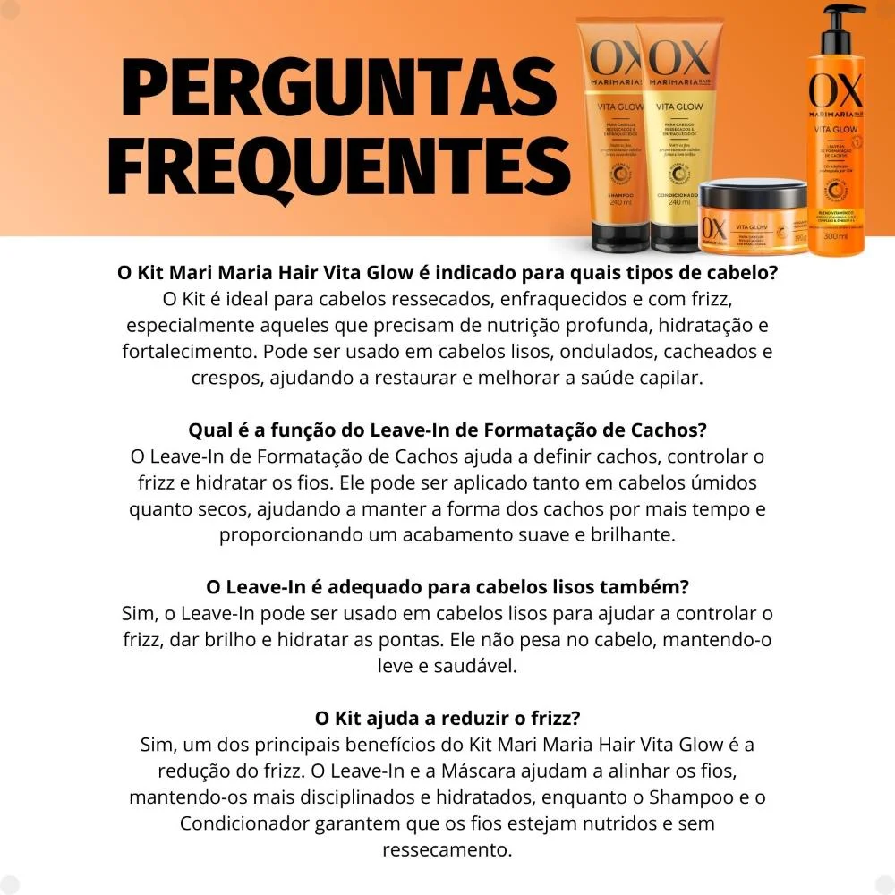 Kit Ox Mari Maria Hair Vita Glow: Shampoo, Condicionador, Máscara e Leave-In ÚNICO 8