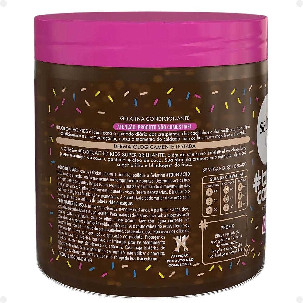 Gelatina Super Brilhantes Salon Line Kids #todecacho Chocolate 550g 550g 3