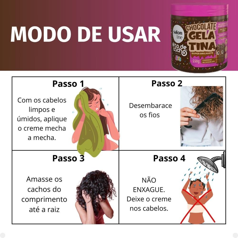 Gelatina Super Brilhantes Salon Line Kids #todecacho Chocolate 550g 550g 5