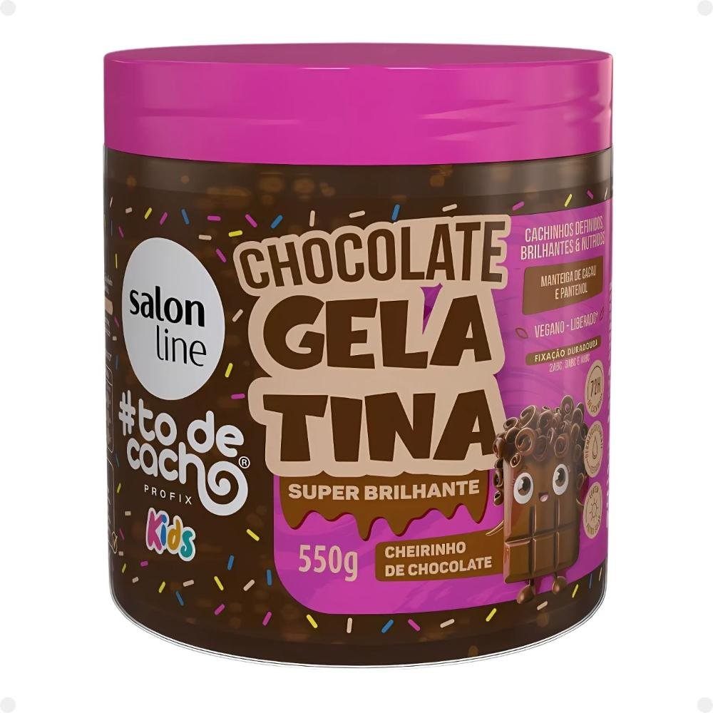 Kit Salon Line Kids: 1 Creme para Pentear e 1 Gelatina Super Brilhante Chocolate ÚNICO 4