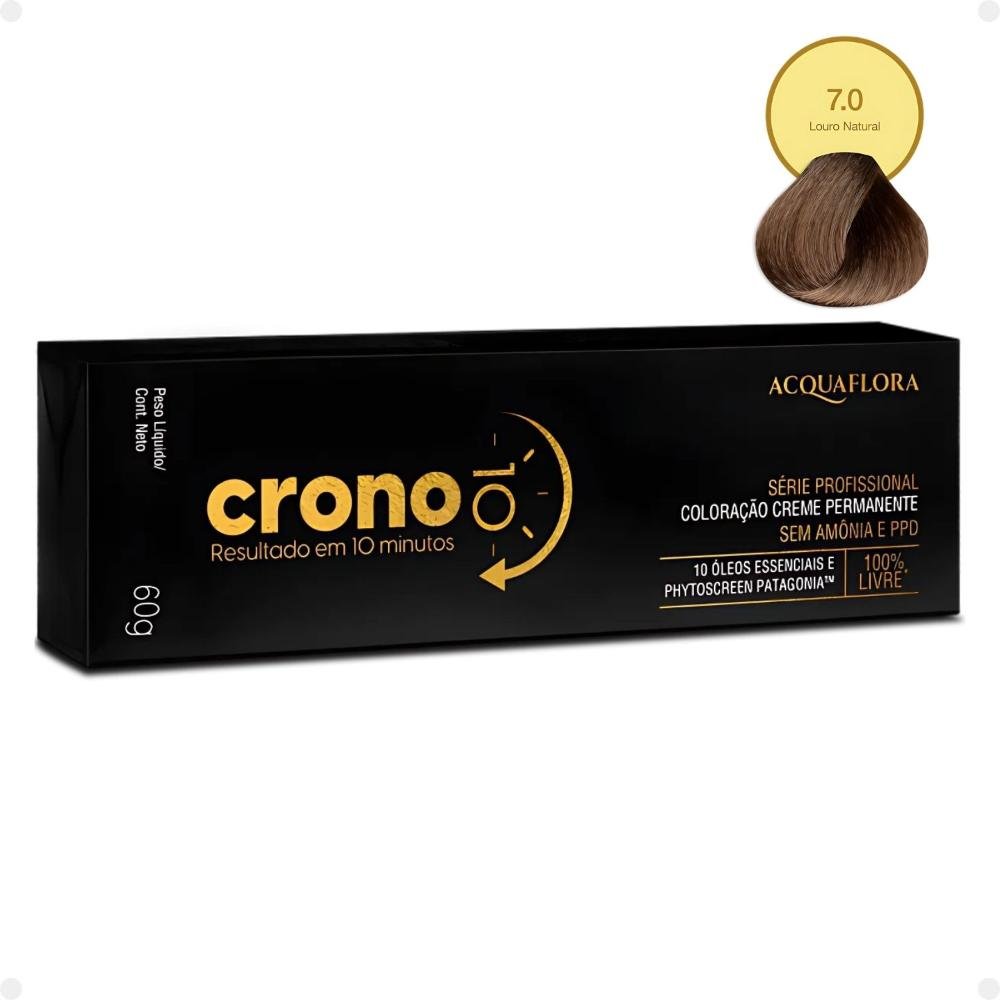 Coloração Creme Permanente Acquaflora Crono 10 minutos 7.0 Louro Natural 60g 7.0 Louro Natural 3