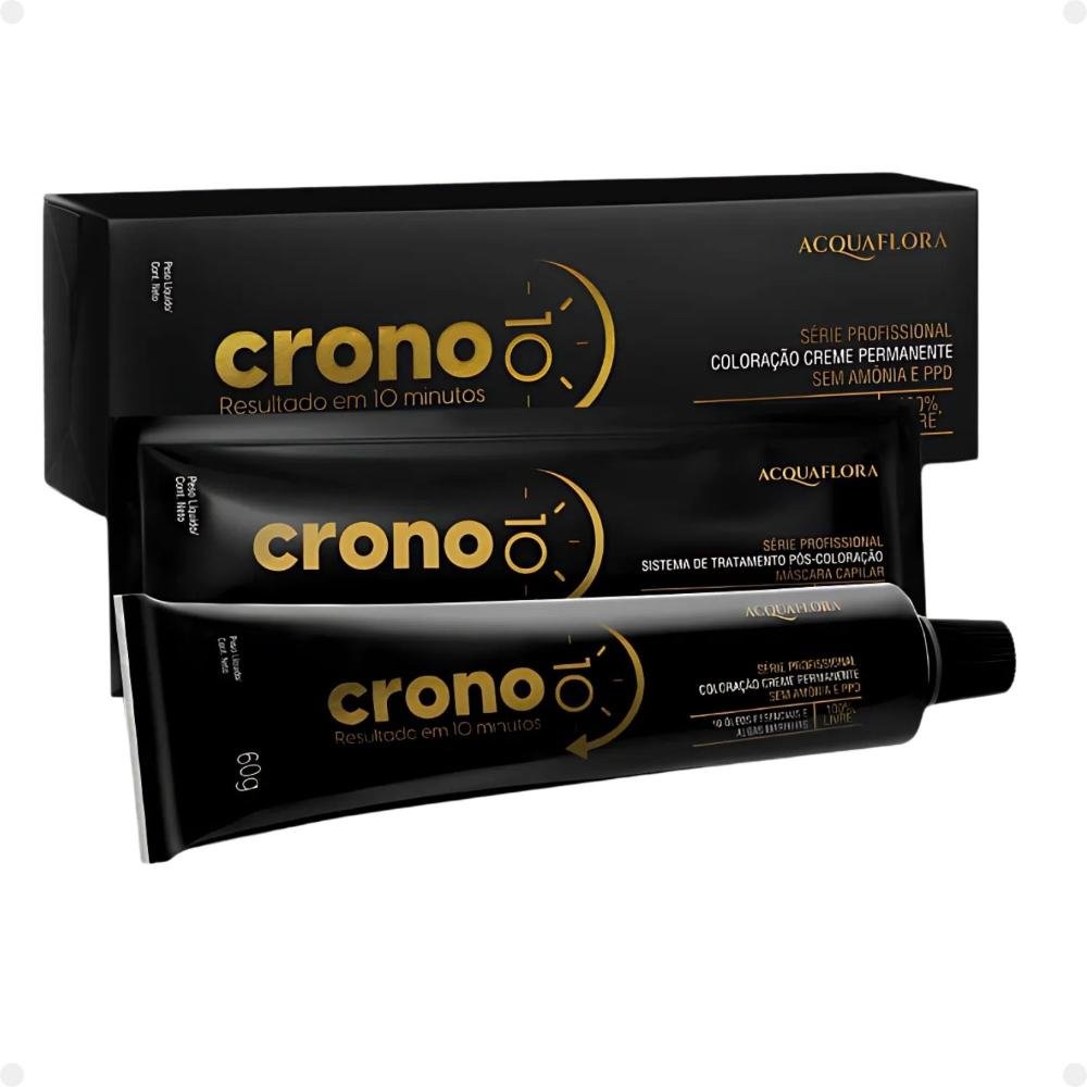 Coloração Creme Permanente Acquaflora Crono 10 minutos 1.0 Preto 60g 1.0 Preto 2