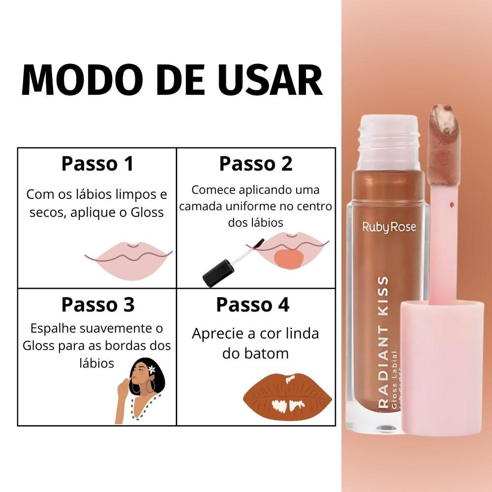 Gloss Labial Ruby Rose Radiant Kiss Rk40 Hb-l6400-4 Rk40 6
