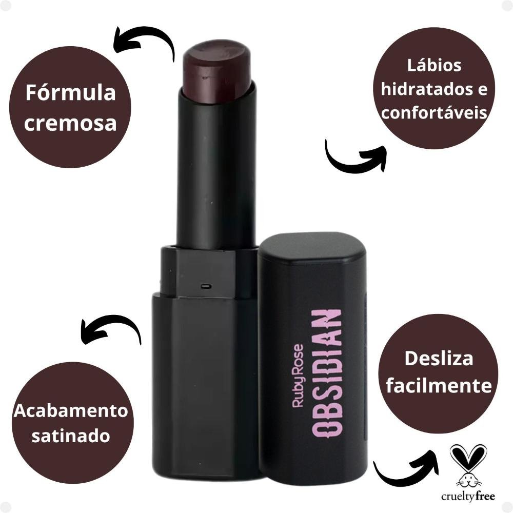 Batom Lipstick Ruby Rose Obsidian Cream Satin Ocs01 Hb-7000-1 Ocs01 2