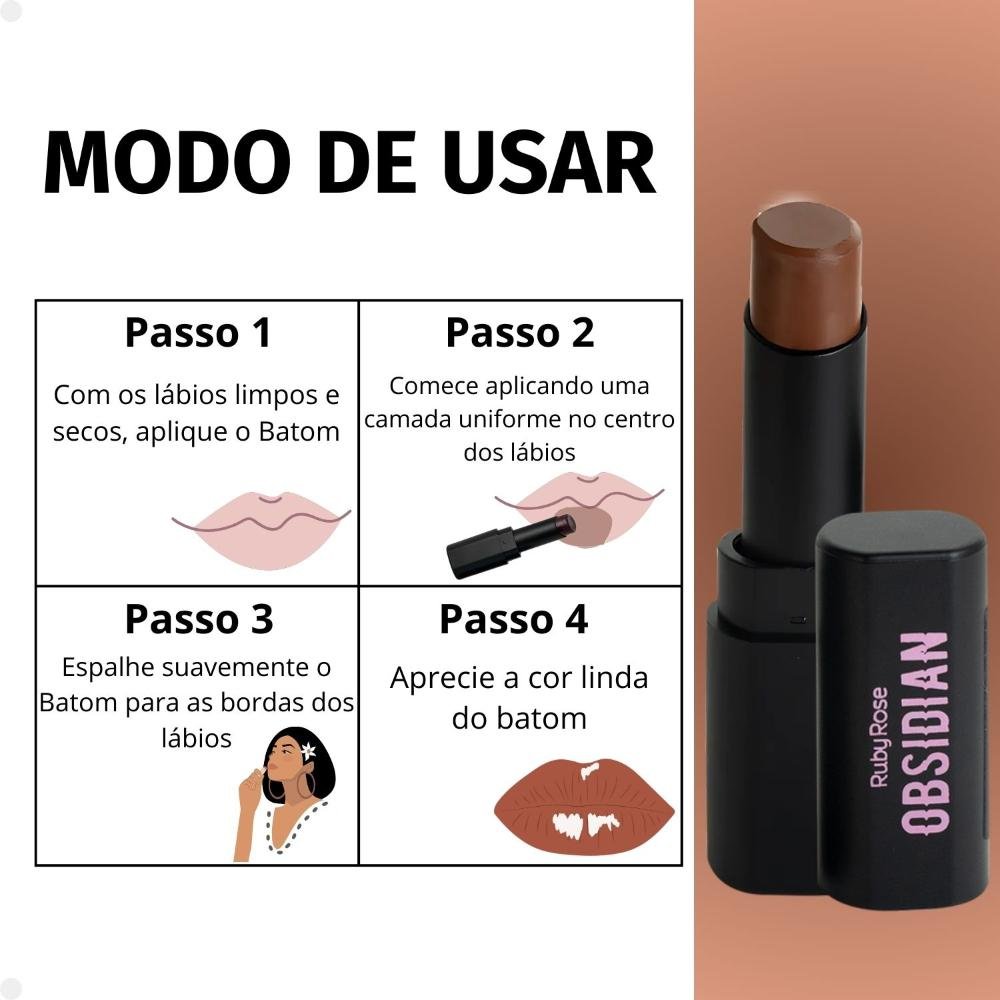 Batom Lipstick Ruby Rose Obsidian Cream Satin Ocs02 Hb-7000-2 Ocs02 7