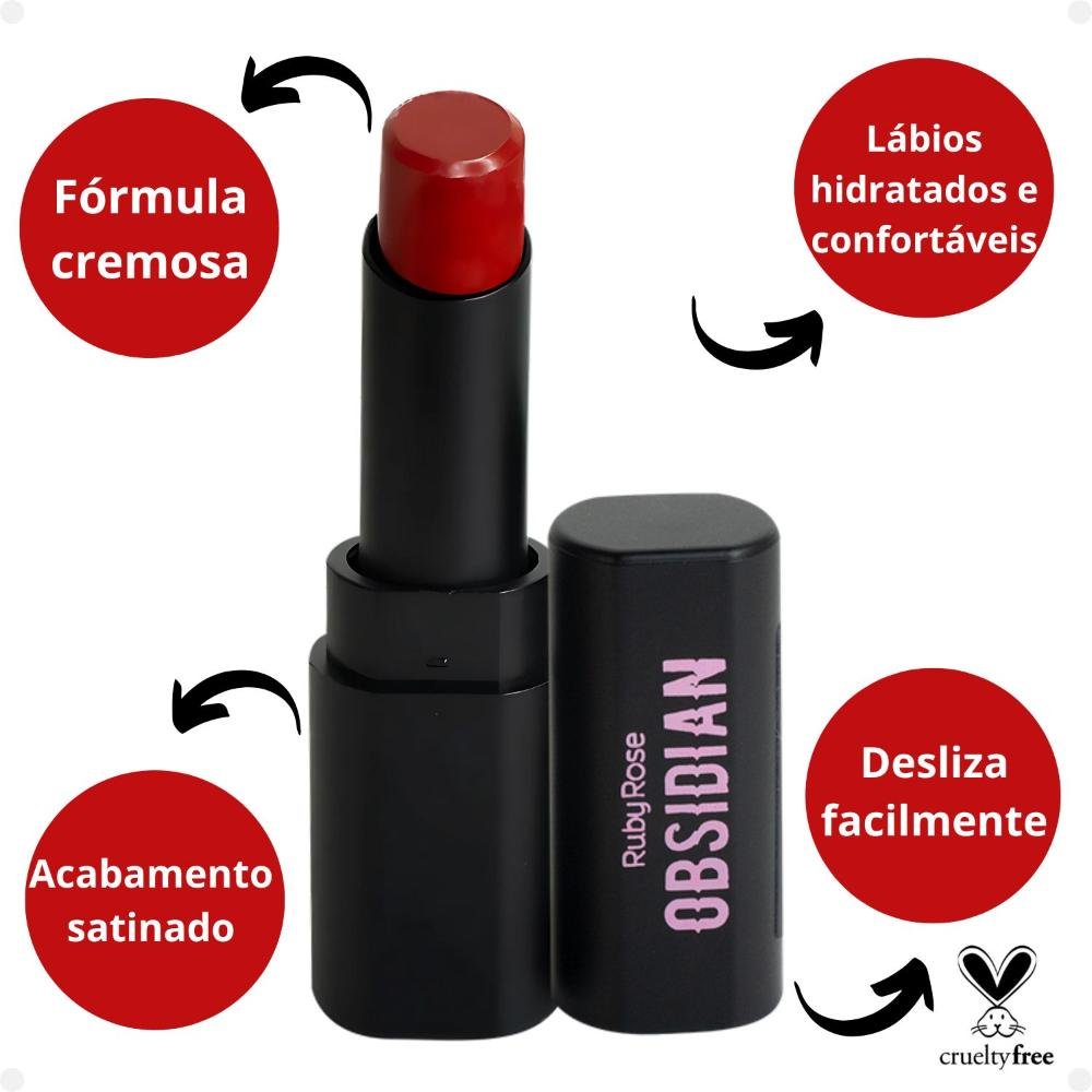 Batom Lipstick Ruby Rose Obsidian Cream Satin Ocs03 Hb-7000-3 Ocs03 2