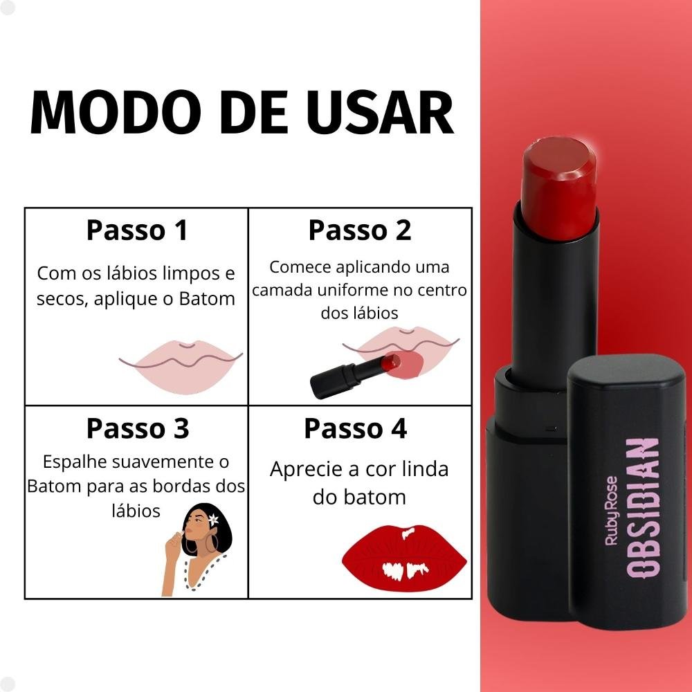 Batom Lipstick Ruby Rose Obsidian Cream Satin Ocs03 Hb-7000-3 Ocs03 7