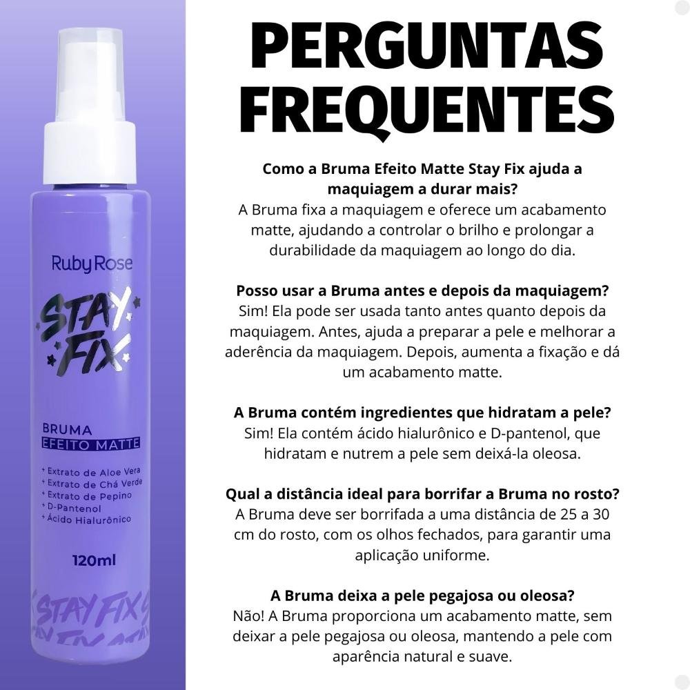Bruma Efeito Matte Ruby Rose Stay Fix 120ml Hb-340 ÚNICO 5
