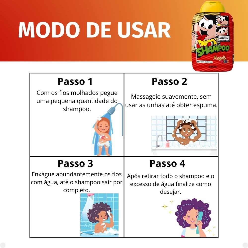 Shampoo Cia da Natureza Magali Kids Cabelos Ondulados e Cacheados 260ml 260ml 6
