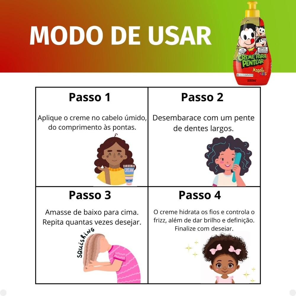 Creme para Pentear Cia da Natureza Magali Kids Cabelos Ondulados e Cacheados 250ml 250ml 6