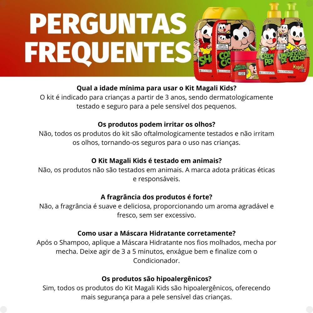 Kit Cia da Natureza Magali Kids Cabelos Ondulados e Cacheados: Shampoo, Condicionador, Máscara, Creme e Umidificador ÚNICO 9