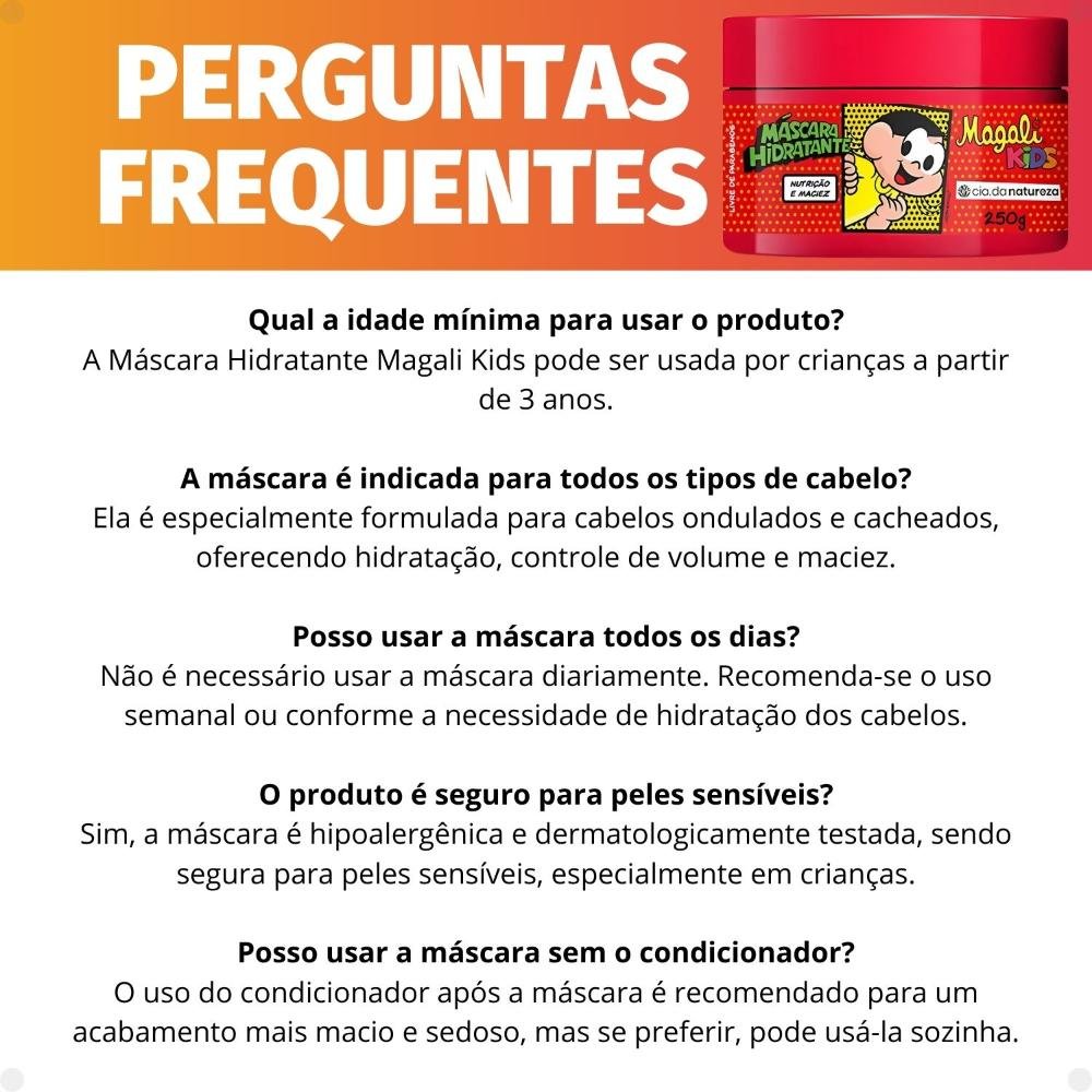 Máscara Hidratante Cia da Natureza Magali Kids Cabelos Ondulados e Cacheados 250g 250g 7
