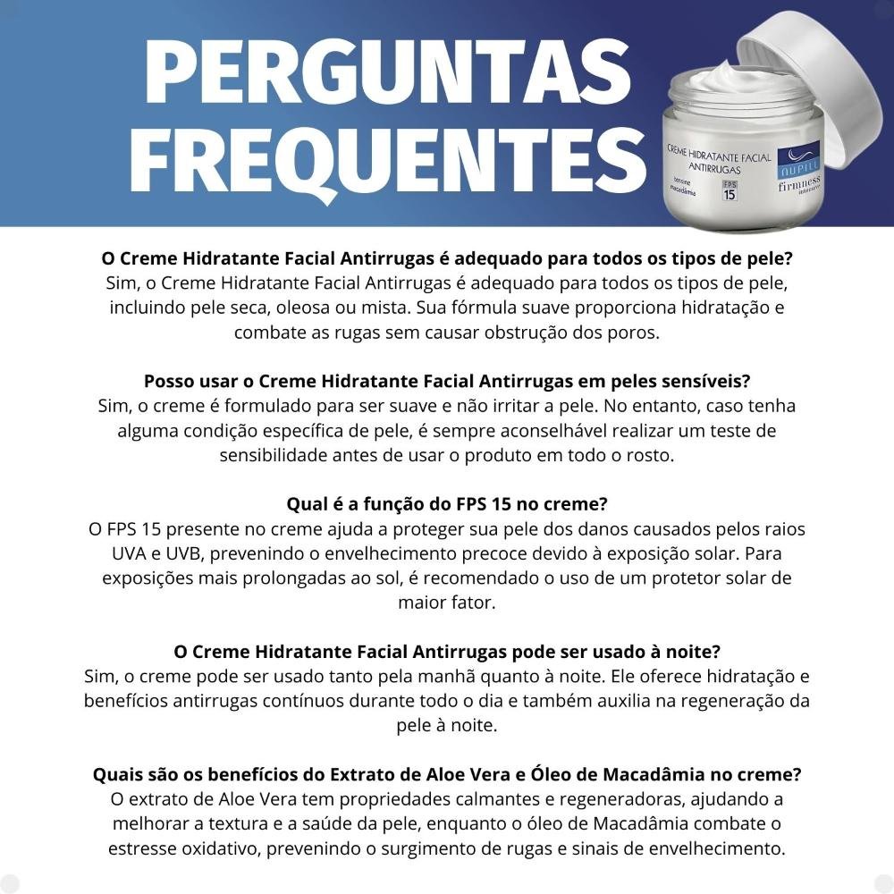 Creme Hidratante Facial Antirrugas Nupill Firmness Intensive Fps 15 50g 50g 7