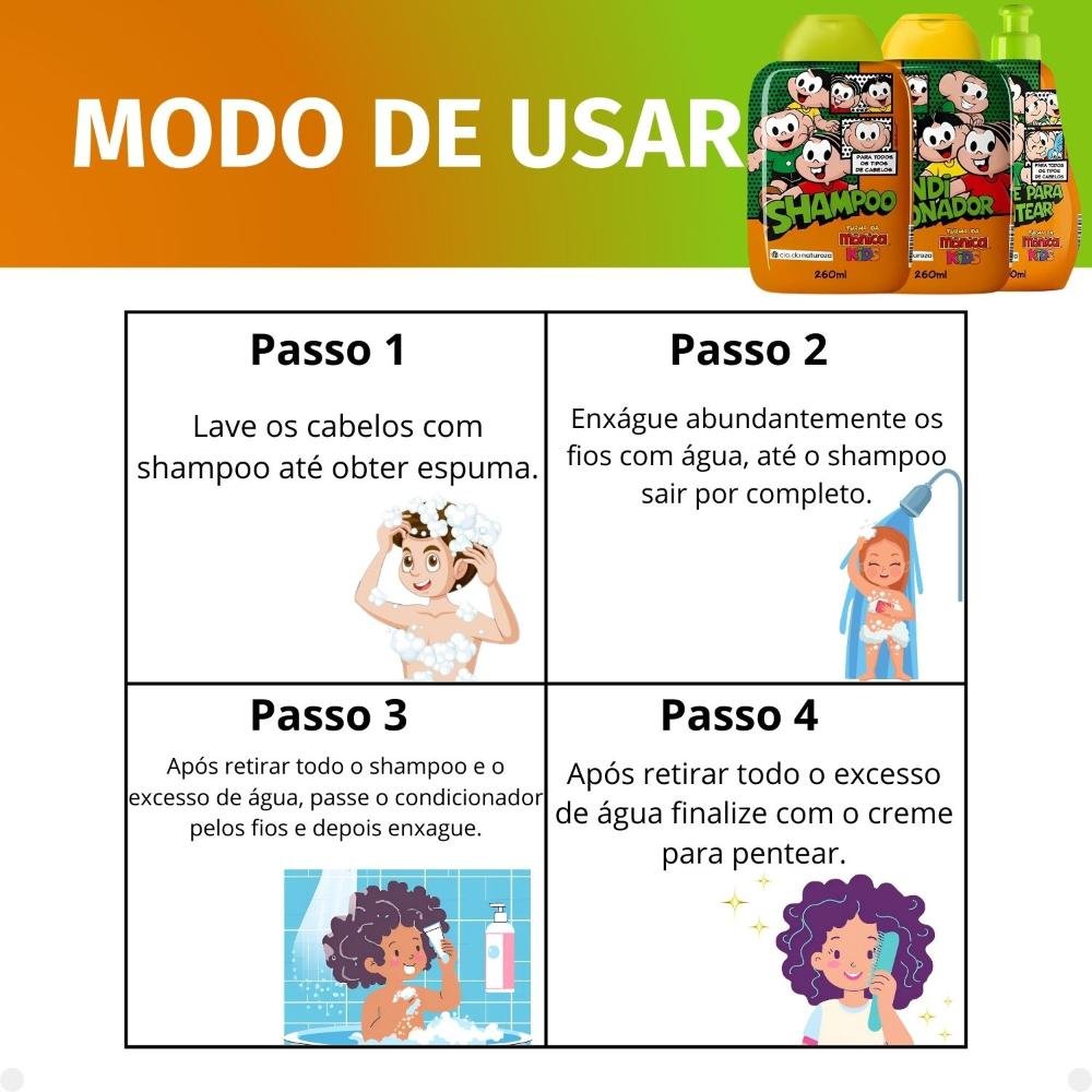 Kit Cia da Natureza Mônica Kids: Shampoo, Condicionador e Creme para Pentear ÚNICO 6