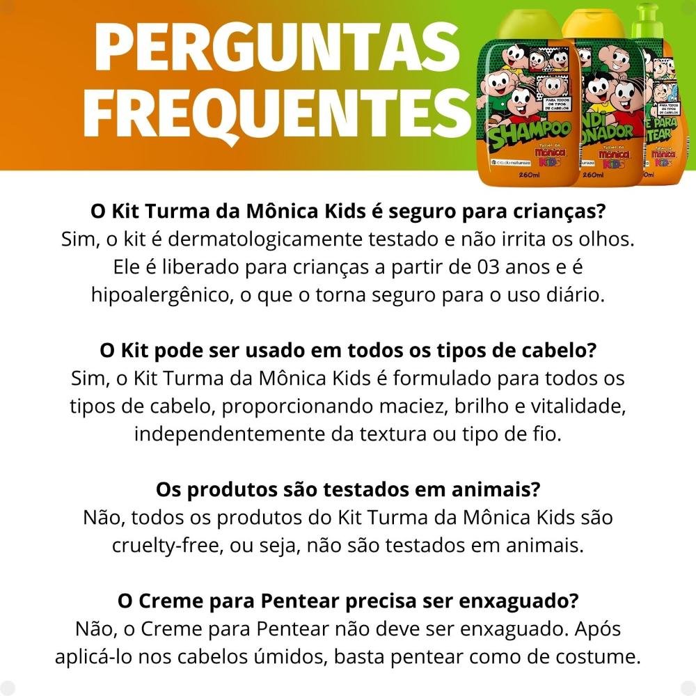 Kit Cia da Natureza Mônica Kids: Shampoo, Condicionador e Creme para Pentear ÚNICO 7
