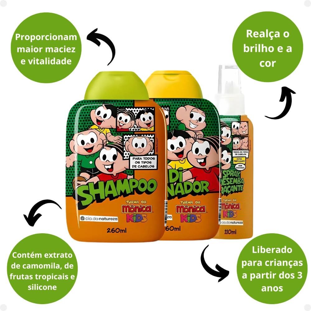 Kit Cia da Natureza Mônica Kids: Shampoo, Condicionador e Spray Desembaraçante ÚNICO 2