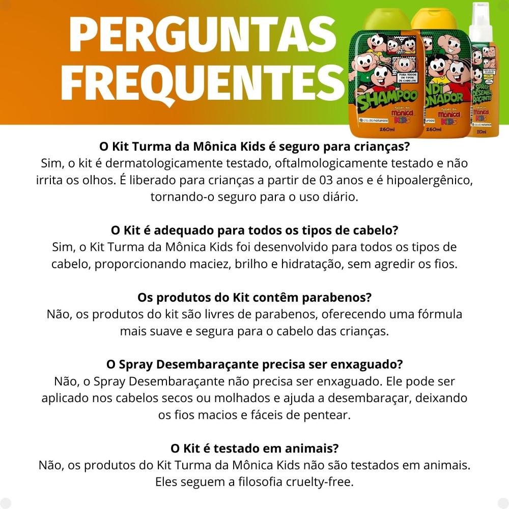 Kit Cia da Natureza Mônica Kids: Shampoo, Condicionador e Spray Desembaraçante ÚNICO 7