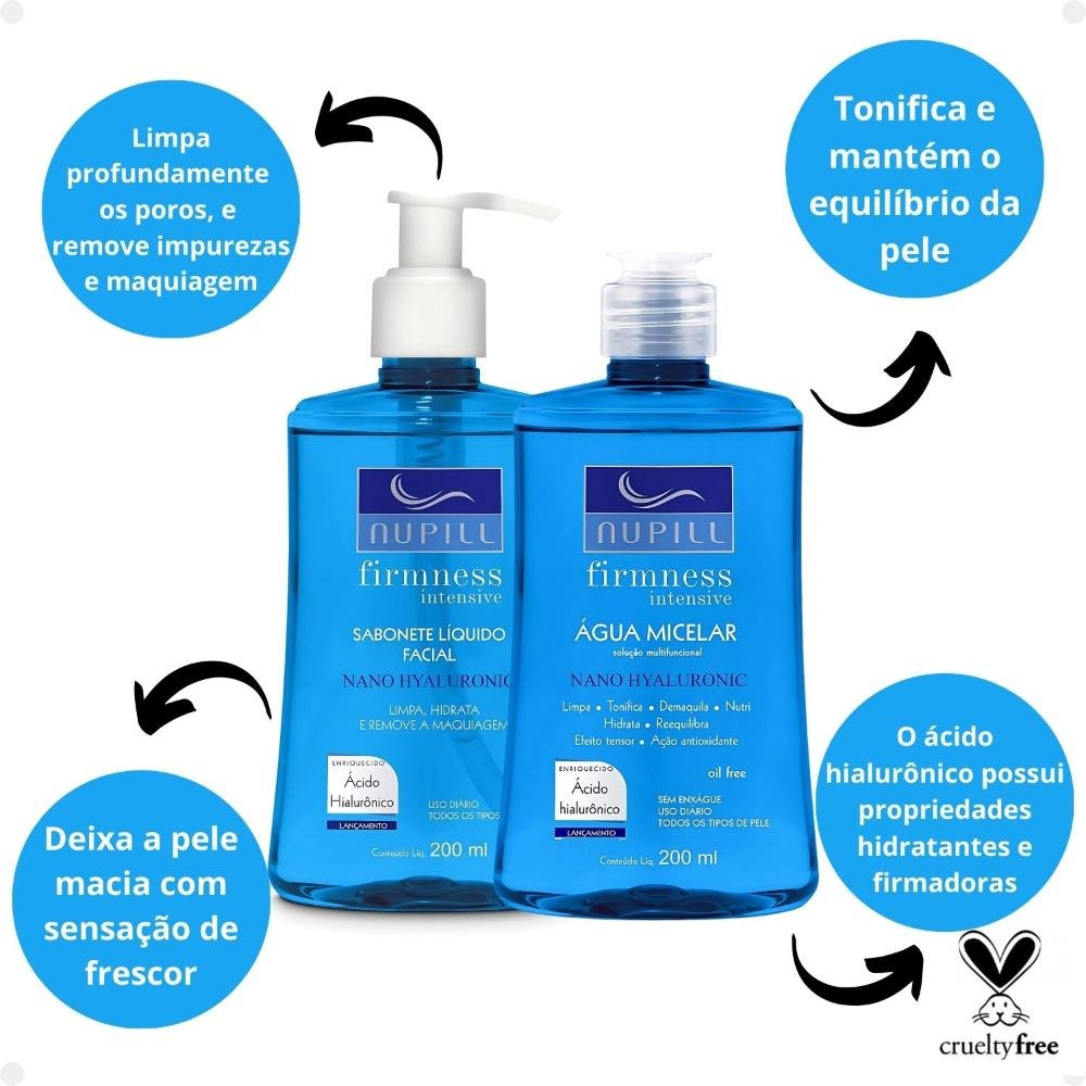 Kit Nupill Firmness Intensive Nano Hyaluronic: Sabonete Líquido e Água Micelar 200ml ÚNICO 2