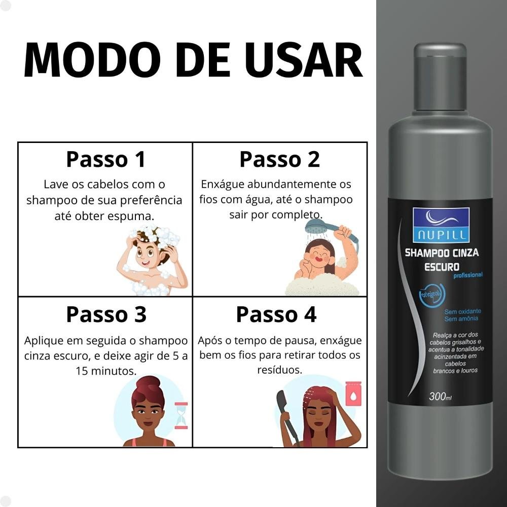 Shampoo Cinza Escuro Nupill 300ml 300ml 5