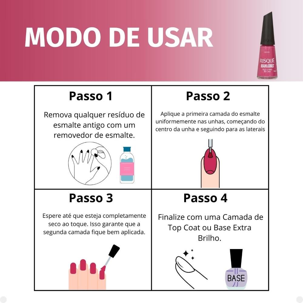 Esmalte Cremoso Risqué ManiCores Faço o Pinx em Casa 8ml Faço o Pinx em Casa 5