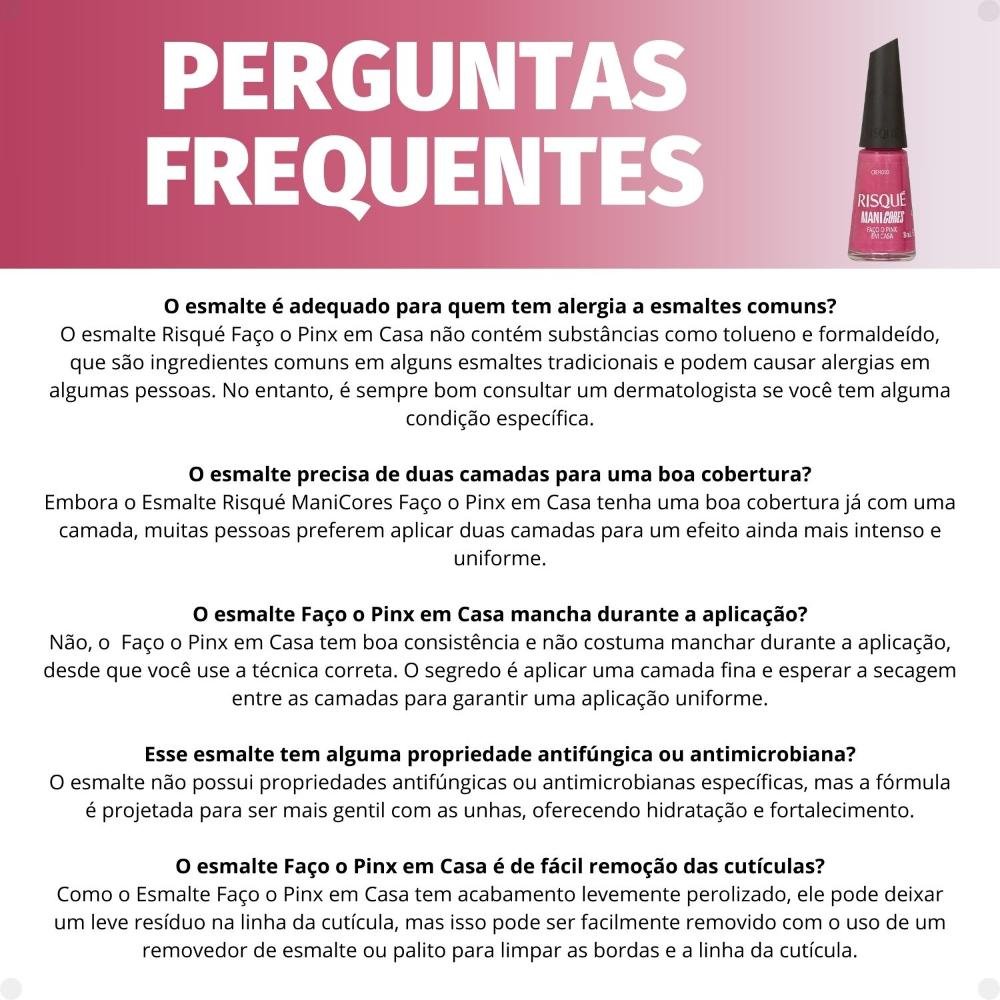 Esmalte Cremoso Risqué ManiCores Faço o Pinx em Casa 8ml Faço o Pinx em Casa 6