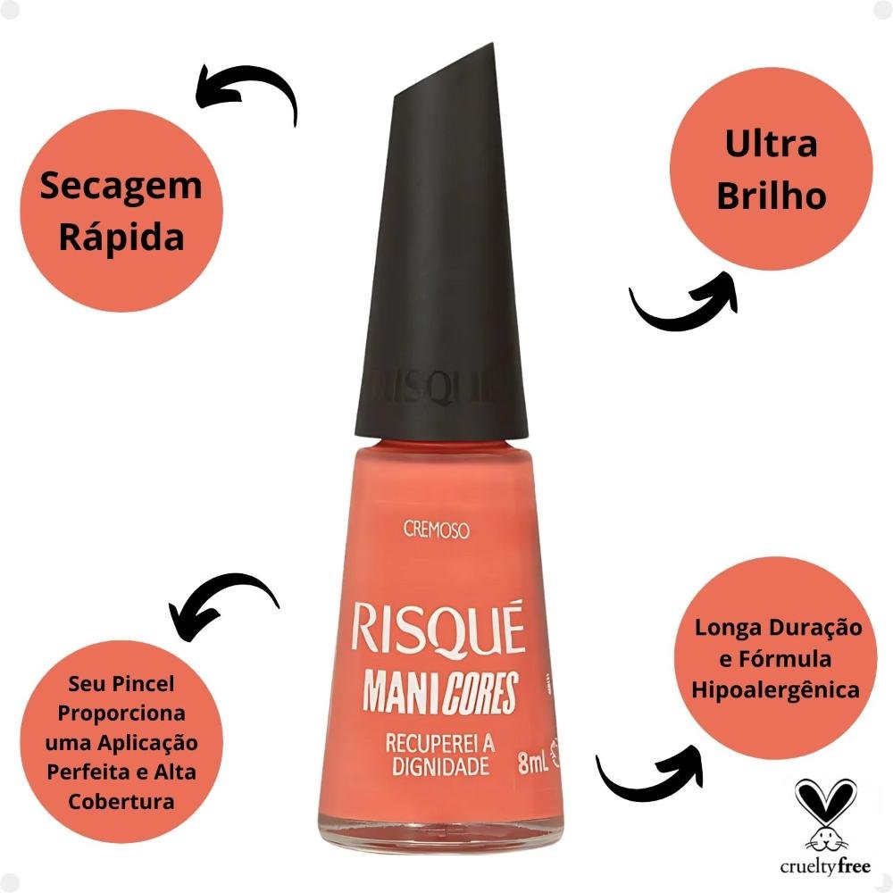 Esmalte Cremoso Risqué ManiCores Recuperei A Dignidade 8ml Recuperei a Dignidace 2