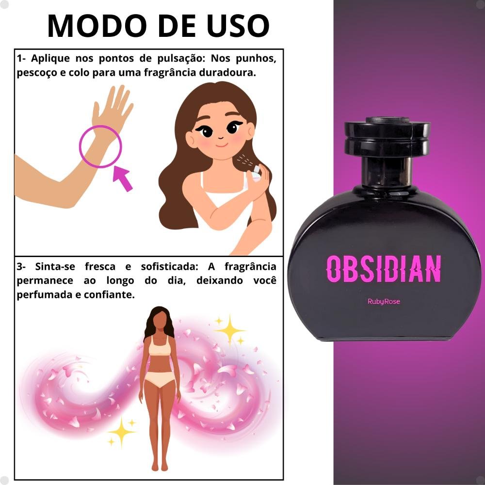 Desodorante Colônia Ruby Rose Obsidian HB-P108 100ml 100ml 4