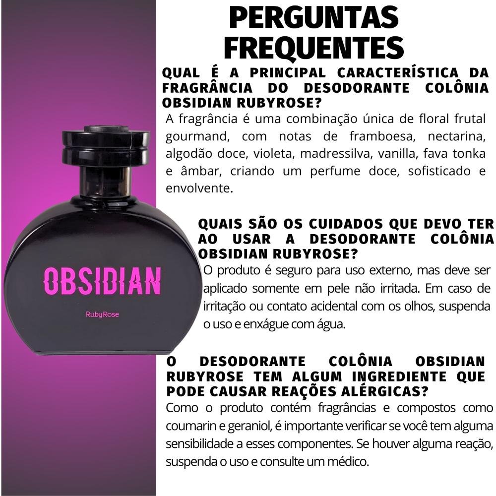 Desodorante Colônia Ruby Rose Obsidian HB-P108 100ml 100ml 5