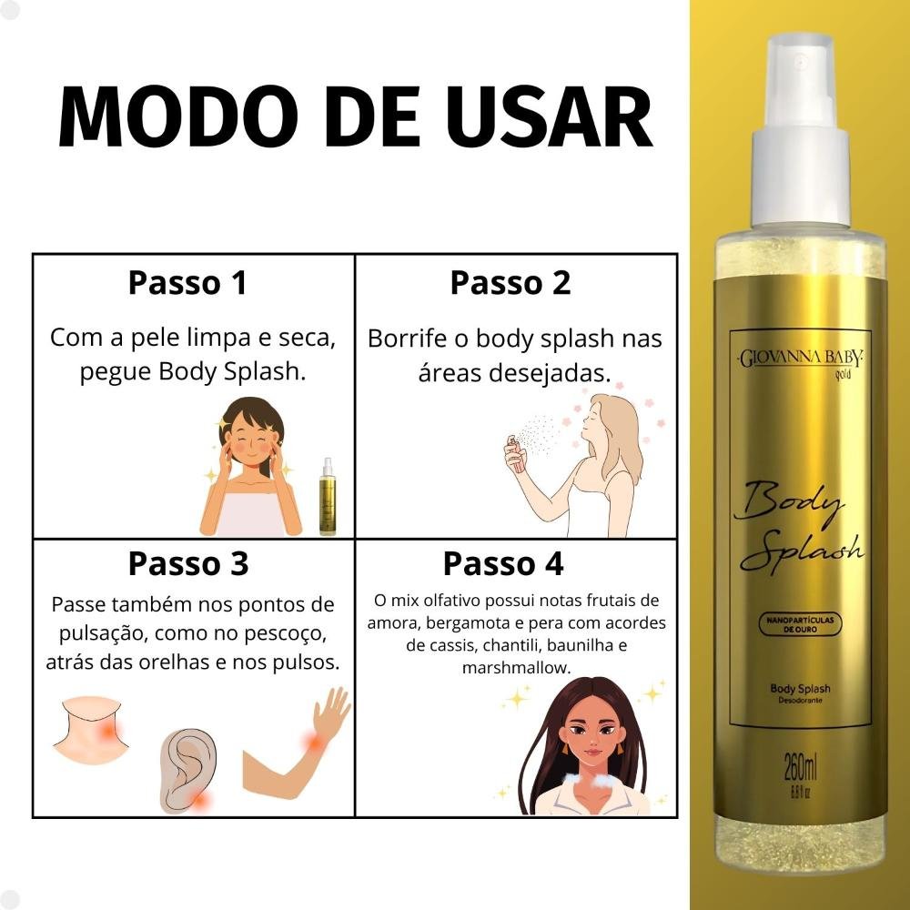 Body Splash Desodorante Giovanna Baby Gold 260ml 260ml 6