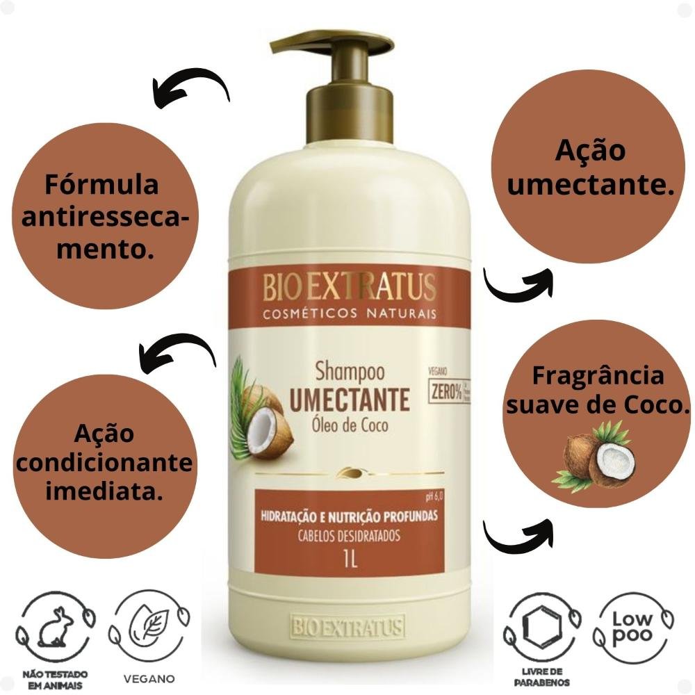Shampoo Bio Extratus Umectante Óleo de Coco 1L 1L 2