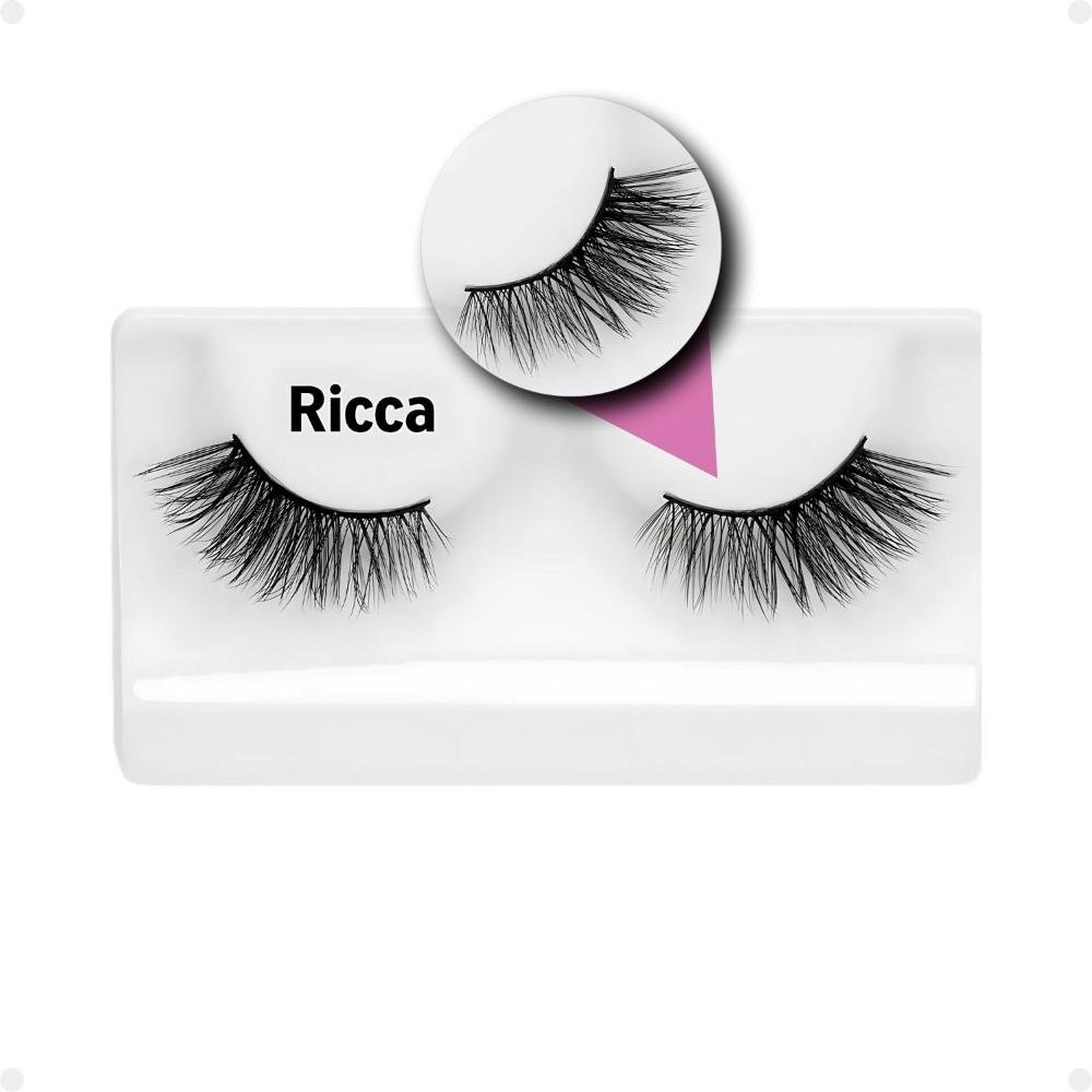 Cílios Postiços + Cola Branca Ricca Belliz Fox Eyes Glow Cat Vol:3 Médio Cód.2694 ÚNICO 3