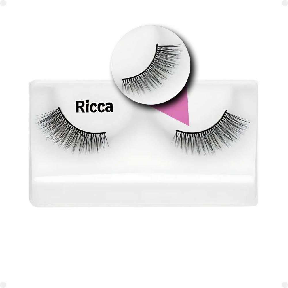 Cílios Postiços + Cola Branca Ricca Belliz Fox Eyes Chic Vol:2 Medio Cód.2692 ÚNICO 3